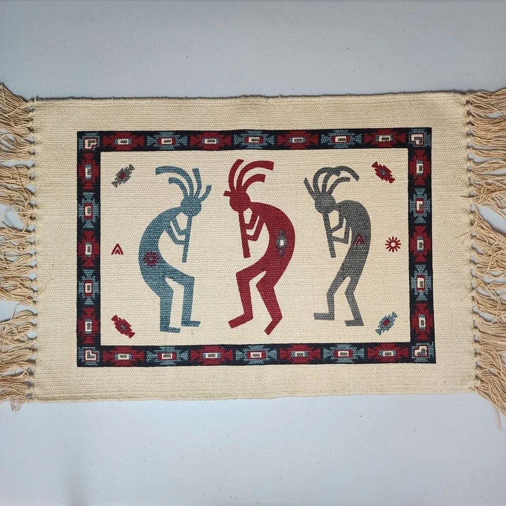 Southwestern 6 KOKOPELLI Cotton Woven Placemats EL PASO SADDLE BLANKET CO